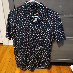 No Boundaries- Goodfellow & Co Men's Black Floral Button Down Shirt